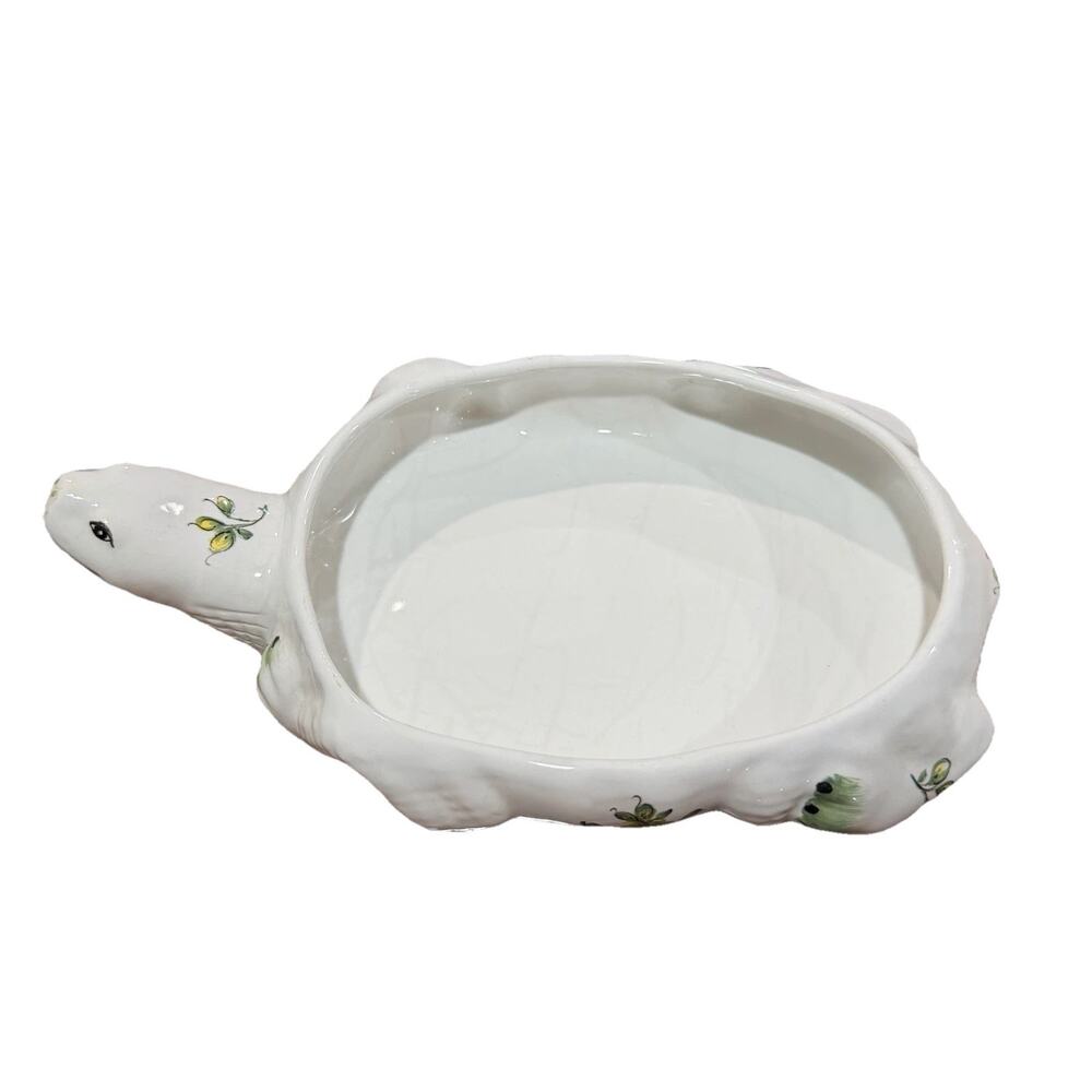 Vintage Ceramic Turtle Covered Dish-Hand Painted Floral Trinket Box Cottage core - Picture 5 of 12